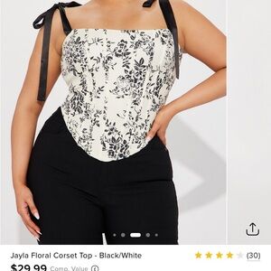 Floral Corset Top - Black and White
